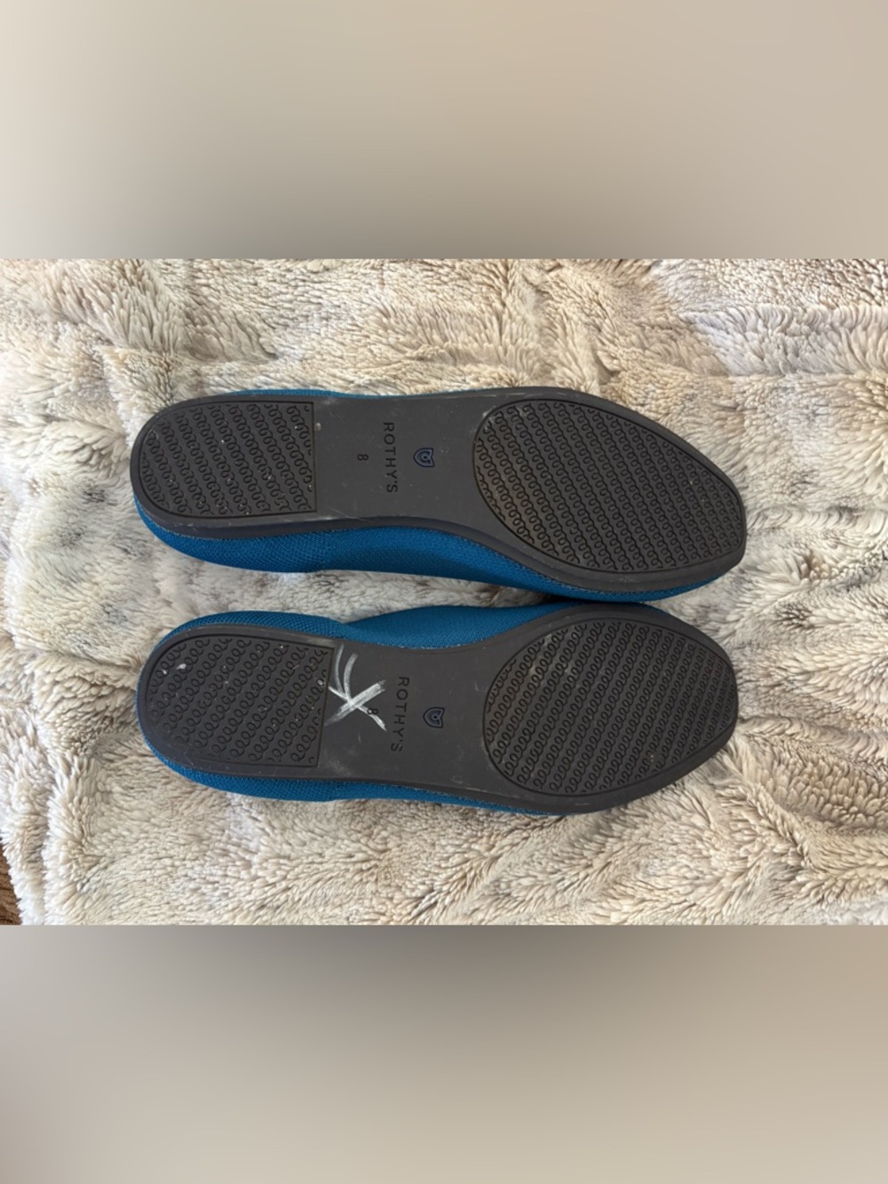 Rothy's Retired Round Toe Electric Blue Knit Slip-On Flats - Picture 11 of 16